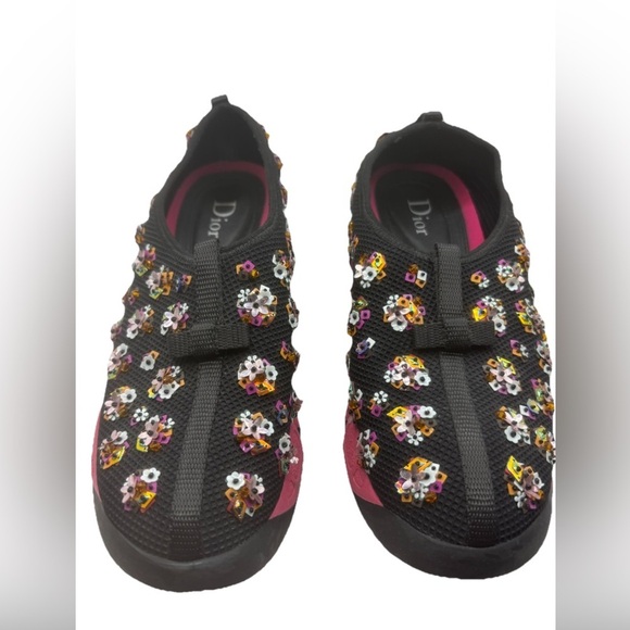 Dior Mesh Floral Embellished Fusion Slip On Sneakers Size 36 - Picture 2 of 8